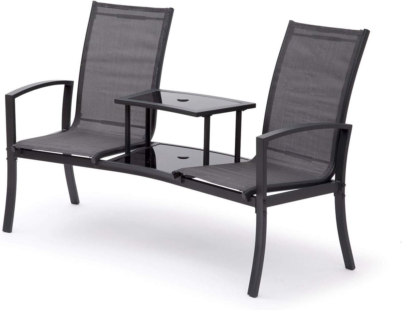 10002 (1) Metal Outdoor Duo Seat with Center Table – OEM/ODM Project - Image 1