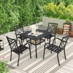 Metal Outdoor Dining Set with Square Slat Table – OEM/ODM Project - Image 3