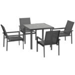 Metal Outdoor Dining Set with Glass-Top Table – OEM/ODM Project - Image 2