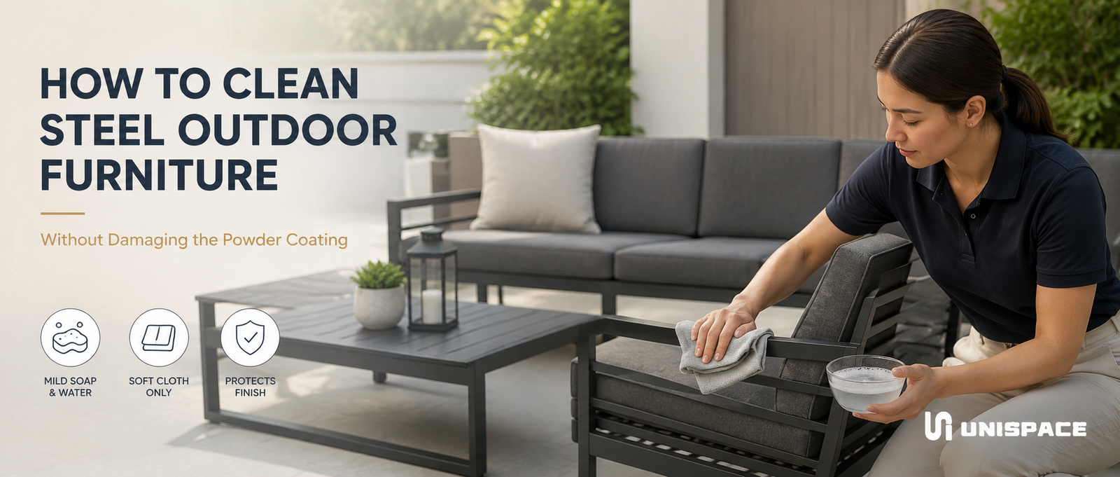 how to clean steel outdoor furniture without damaging powder coating
