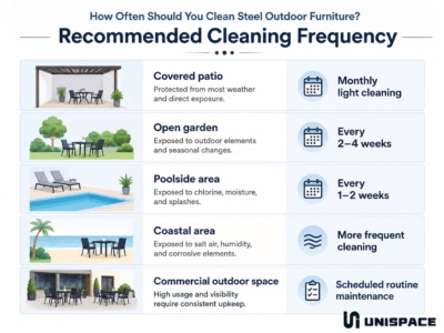 recommended cleaning frequency for steel outdoor furniture