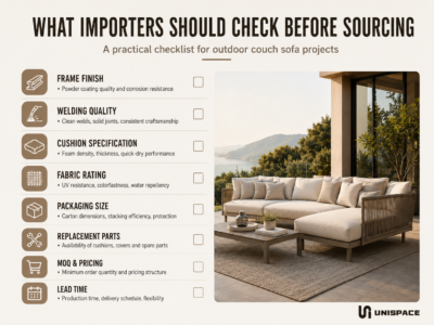 outdoor couch sofa importer sourcing checklist