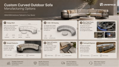 custom curved outdoor sofa manufacturing process