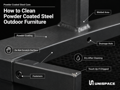 how to clean powder coated steel outdoor furniture