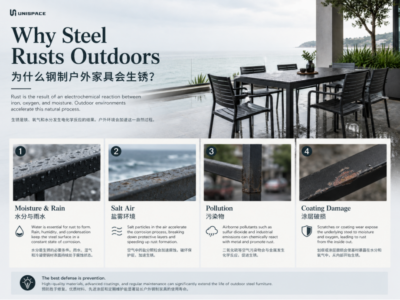 why steel outdoor furniture rusts outdoors