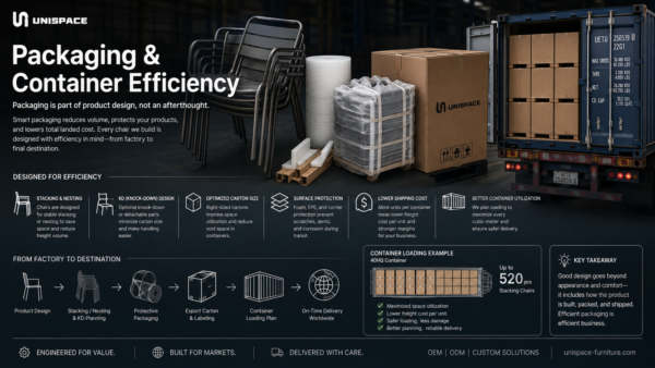Outdoor chair packaging and container loading optimization