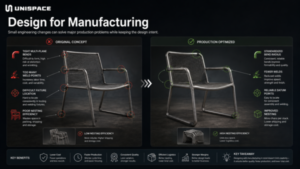 Outdoor chair design optimized for mass production
