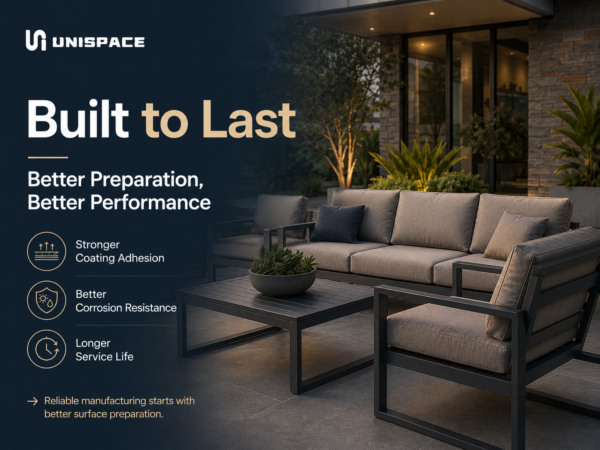 Powder-coated metal outdoor furniture built for long-term outdoor performance