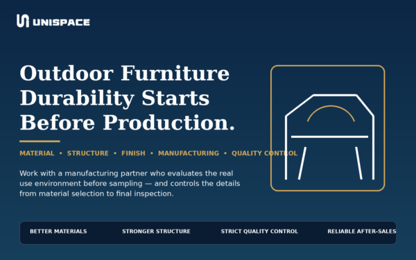 Outdoor furniture durability starts before production with materials structure and quality control