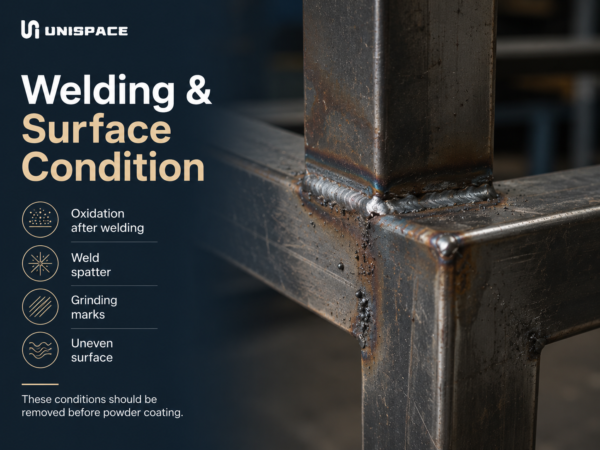 Weld oxidation and surface condition before shot blasting