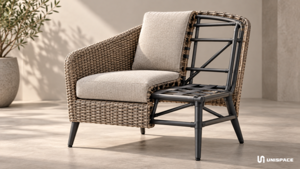 The visible weave and hidden frame must be developed as one structural and manufacturing system.