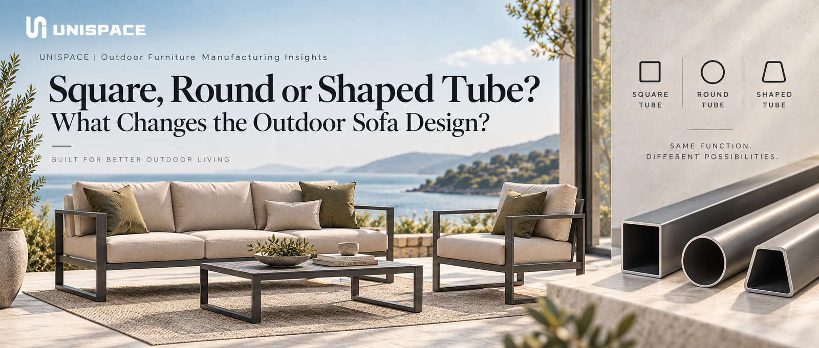 custom metal outdoor sofa square tube frame design