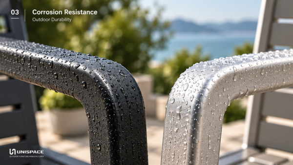 Outdoor exposure requires appropriate material and protective finishing specifications.